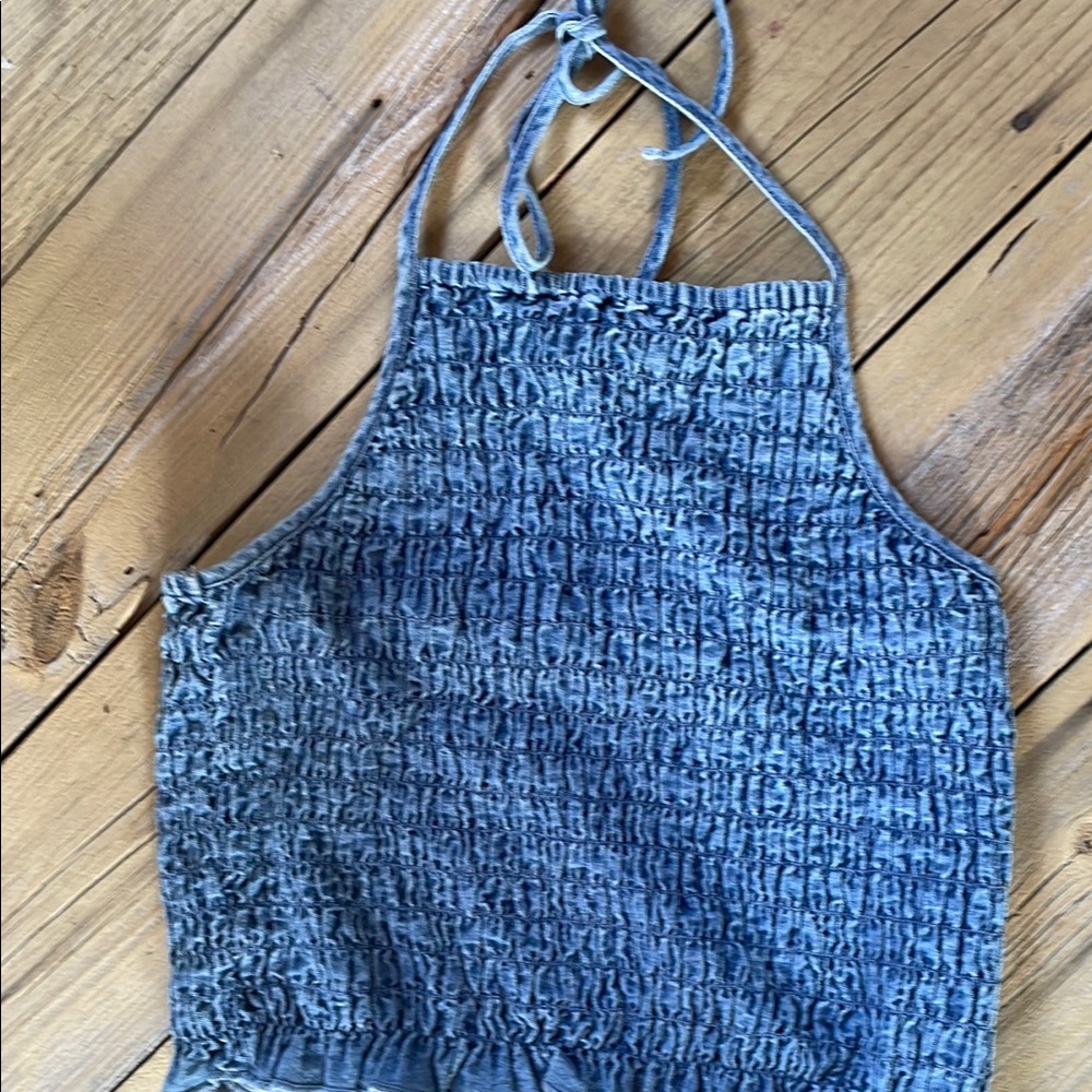 American Eagle Outfitters Blue Smocked Sleeveless Tank - Picture 4 of 4